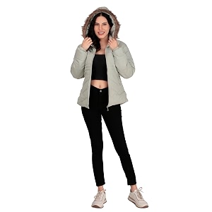 Womens Cozy Puffer Stylish Jacket with Buttoned
