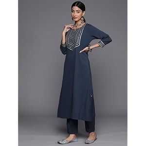 Womens Crepe Embellished Straight Kurta Ethnic