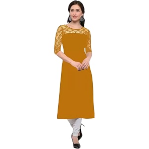Womens Crepe A-line Straight Kurtis Plain Casual