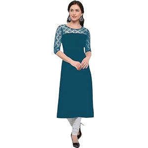 Womens Crepe A-line Straight Kurtis Plain Casual