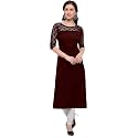 Women39s Crepe A-line Straight Kurtis Plain Casual