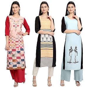 Womens Crepe Straight Kurta