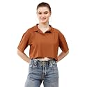 Women's Crop Oversize Fit Short Sleeve Polo Collar T-Shirt