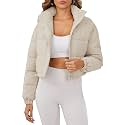 Women39s Cropped Puffer Jacket Long Sleeve Puffy