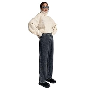 Womens Denim Straight Fit Boyfriend Jeans BLACK-28