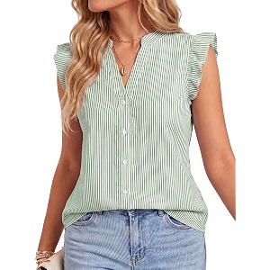 Womens Dressy Striped V Neck Blouse