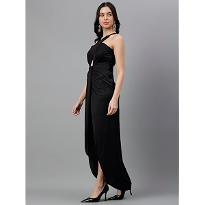 Womens Elegant Draped Halter Neck Gown -