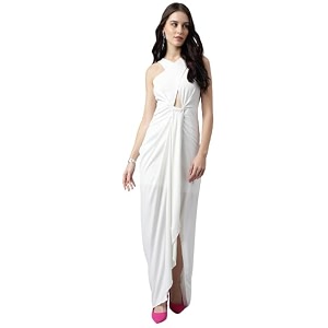 Womens Elegant Draped Halter Neck Gown -