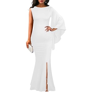 Womens Elegant One Bell Sleeve Side Split