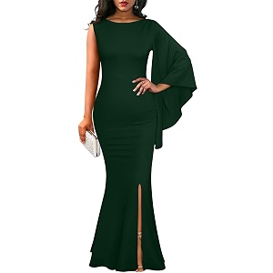 Womens Elegant One Bell Sleeve Side Split