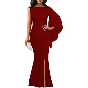 Womens Elegant One Bell Sleeve Side Split