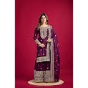 Women39s Embroiderd Chinnon Fabric Sharara Top and