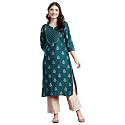 Women39s Embroidered Kurti Ethnic Floral Motif Print