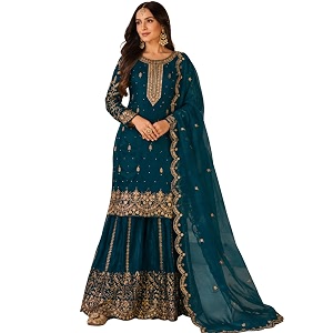 Womens Ethnic Plazzo Suit Set with Kurta