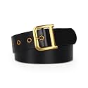 Women's Fashion Classic Metal Buckle Leather Belt with Jeans Dress