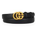 Women's Fashion Classic Metal Buckle Leather Belt with Jeans Dress