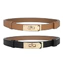 Women's Fashion Classic Metal Buckle Leather Belt with Jeans Dress