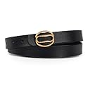 Women's Fashion Classic Metal Buckle Leather Belt with Jeans Dress