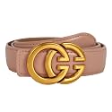 Women's Fashion Classic Metal Buckle Leather Belt with Jeans Dress