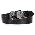 Women's Fashion Classic Metal Buckle Leather Belt with Jeans Dress