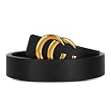Women's Fashion Classic Metal Buckle Leather Belt with Jeans Dress