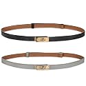 Women's Fashion Classic Metal Buckle Leather Belt with Jeans Dress