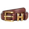Women's Fashion Classic Metal Buckle Leather Belt with Jeans Dress