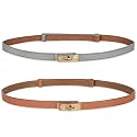 Women's Fashion Classic Metal Buckle Leather Belt with Jeans Dress