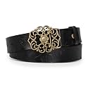 Women's Fashion Classic Metal Buckle Leather Belt with Jeans Dress