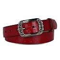 Women's Fashion Classic Metal Buckle Leather Belt with Jeans Dress