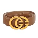 Women's Fashion Classic Metal Buckle Leather Belt with Jeans Dress