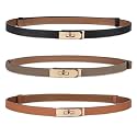 Women's Fashion Classic Metal Buckle Leather Belt with Jeans Dress