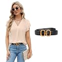 Women's Fashion Classic Metal Buckle Leather Belt with Jeans Dress