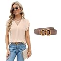 Women's Fashion Classic Metal Buckle Leather Belt with Jeans Dress