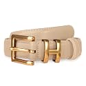 Women's Fashion Classic Metal Buckle Leather Belt with Jeans Dress
