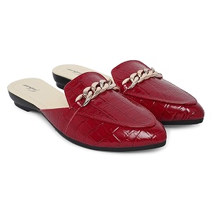 todhwear women39s fashion comfortable slip-on chain decorated loafers bellies low heels almond toe casual daily mule sandals red numeric_5