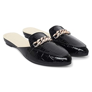women39s fashion comfortable slip-on chain decorated loafers bellies low heels almond toe casual daily mule sandals
