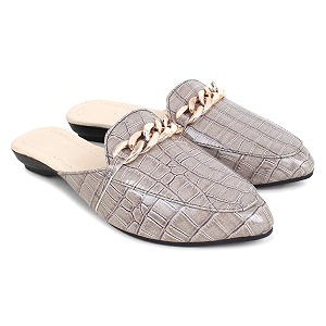 women39s fashion comfortable slip-on chain decorated loafers bellies low heels almond toe casual daily mule sandals grey numeric_5