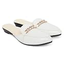 Women's Fashion Comfortable Slip-on Chain Decorated Loafers Bellies Low Heels Almond Toe Casual Daily Mule Sandals