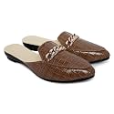 Women's Fashion Comfortable Slip-on Chain Decorated Loafers Bellies Low Heels Almond Toe Casual Daily Mule Sandals