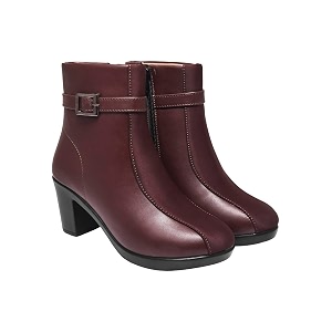 Womens Faux Leather Ankle Boots with Mid