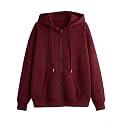 Women39s Fleece Fabric Zipper Hooded Jacket Loose