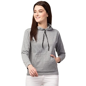 Womens Fleece Plain Hoodie
