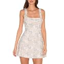 Women39s Floral Jacquard Dresses Adjustable Strap Sundress