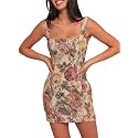 Women39s Floral Jacquard Dresses Adjustable Strap Sundress
