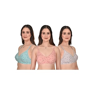 Womens Floral Print Cotton Push Up Bra