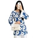 Women39s Floral Print Kurti with Lace Bell