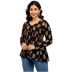Womens Floral Print Reyon Peplum Top -