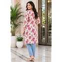 Women39s Floral Print Straight Kurta 34 Sleeves