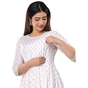 Womens Floral Printed Cotton Maternity Dress Kurti